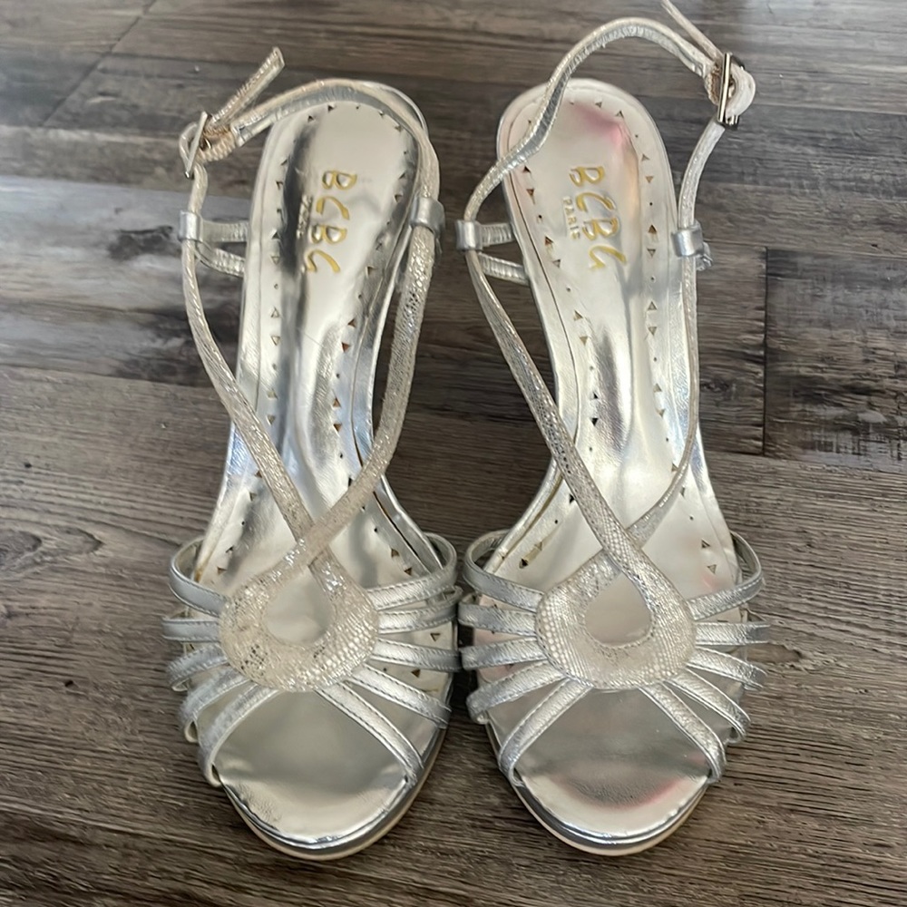 BCBG silver heels (size 7.5)